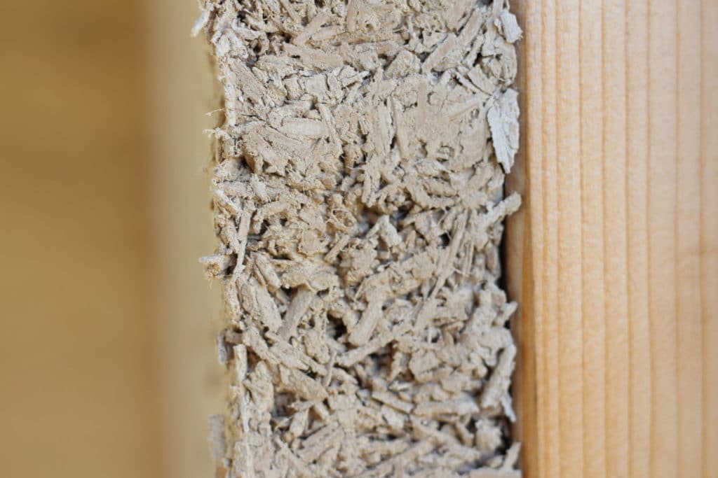 Wandquerschnitt mit Holzständer und Hanfkalk Dämmung
